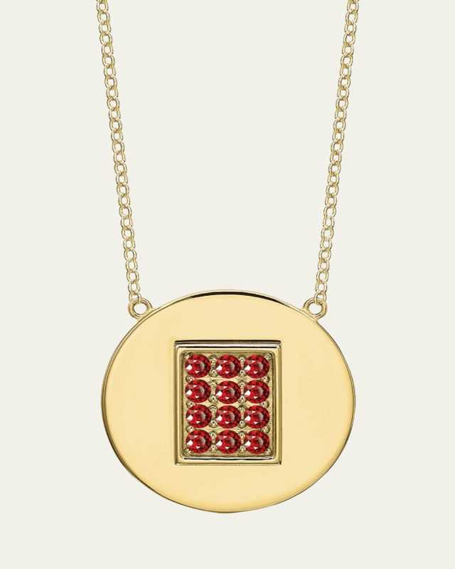 14K Gold Garnet Birthstone Token Necklace